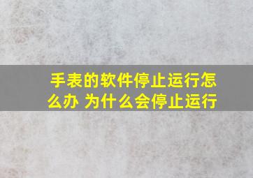 手表的软件停止运行怎么办 为什么会停止运行